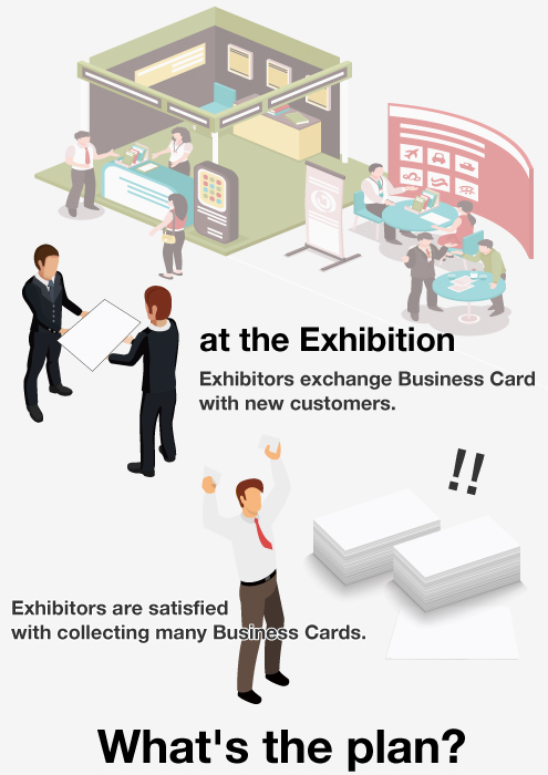 Exhibitors exchange Business Card with new customers.